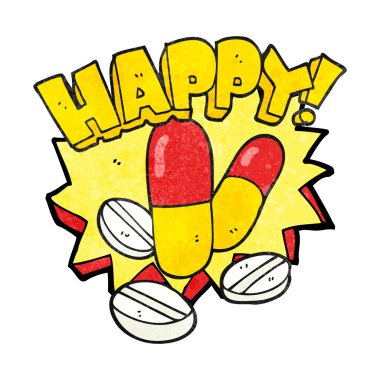 dokulu karikatür mutluluk hapları