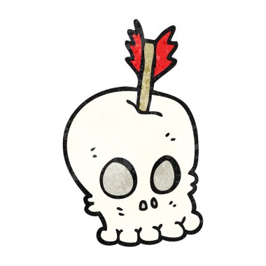 dokulu karikatür kafatası oklu