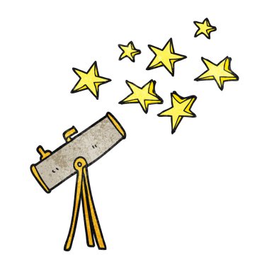 dokulu karikatür teleskop ve yıldız