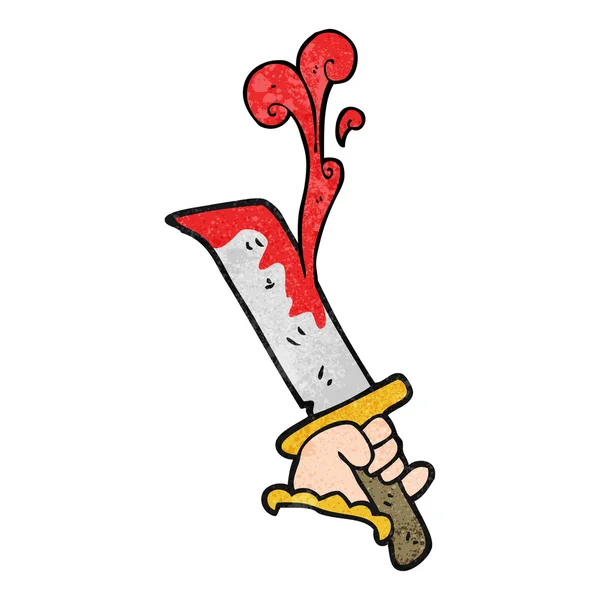 Getextureerde cartoon hand met bloedige dolk — Stockvector