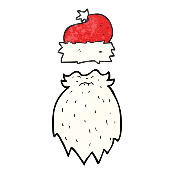 Textured cartoon santa hat and beard — Stock Vector