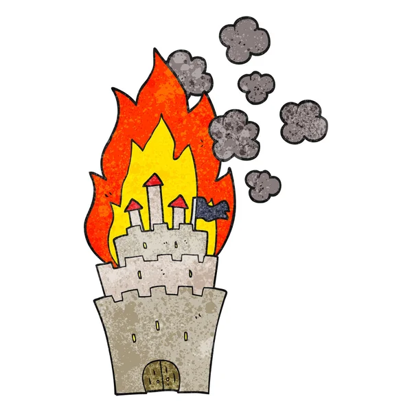 Textured cartoon burning castle — Stock Vector