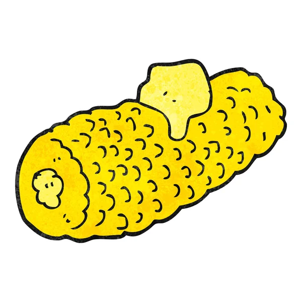 Textured cartoon corn on cob with butter — Stock Vector