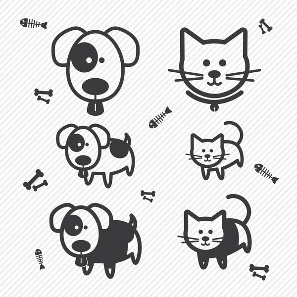Kočka a pes ikony. ilustrace eps10 — Stockový vektor