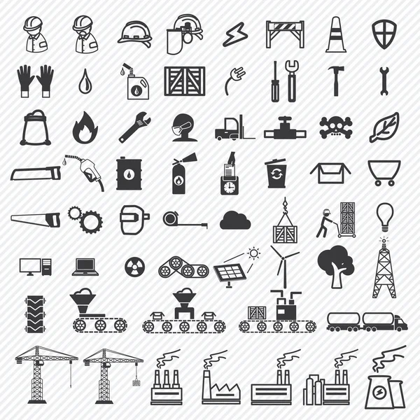 Industrial building factory and power plants icons set. illustration eps10 — Stock Vector