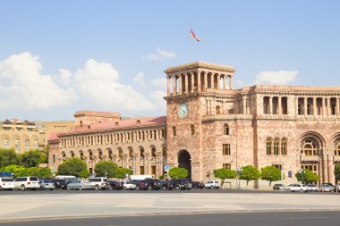 Erivan, Ermenistan. 17 Ağustos 2016: Ermenistan hükümeti uzaktan evler.