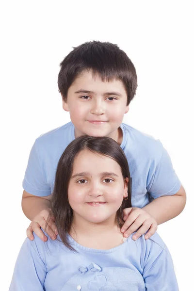 Radostné děti na bílém pozadí — Stock fotografie