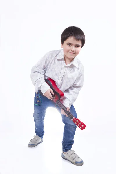Garçon avec petite guitare — Photo