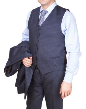Erkek moda. Takım elbise ile bir yelek