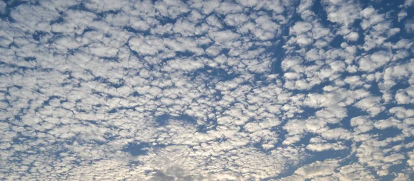 Wolkenlucht Achtergrond Mooie Katoenen Wolken Zweven Zonsondergang Hemel Dramatische Atmosferische — Stockfoto