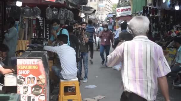 Вид Ринок Фотоапаратів Kolkata Metro Gali Відоме Місце Кіномагазину Калькутті — стокове відео