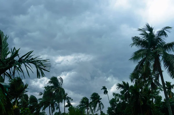 Πυκνά Μαύρα Βαριά Σύννεφα Καταιγίδα Καλύπτονται Καλοκαίρι Ηλιοβασίλεμα Ουρανό Ορίζοντα — Φωτογραφία Αρχείου