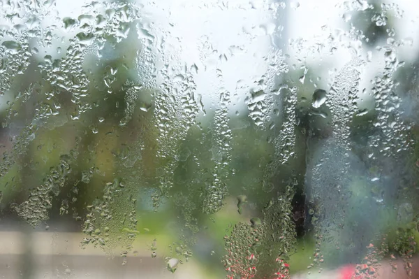 Rain Drops Glass Window Raindrops Falling Glass Material Abstract Nature — Stock Photo, Image