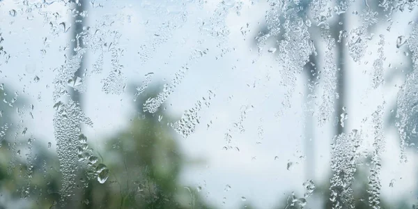Rain Drops Glass Window Raindrops Falling Glass Material Abstract Nature — Stock Photo, Image