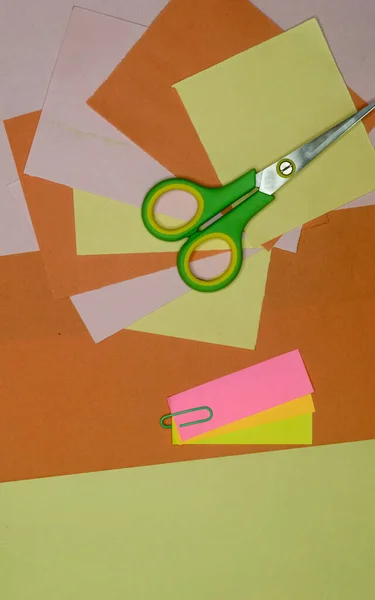 Papel Color Tijeras Tumbadas Mesa Diy Paper Crafts Cortar Hacer — Foto de Stock