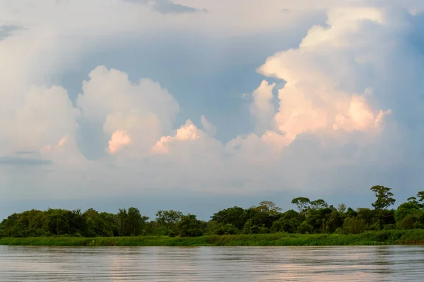 Cuiaba Rivière Avec Paysage Nuages Orageux Pantanal Mato Grosso Sul — Photo