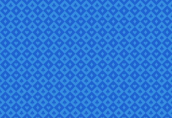 Minimalistic blue poker background with seamless texture composed from card symbols — Stockový vektor