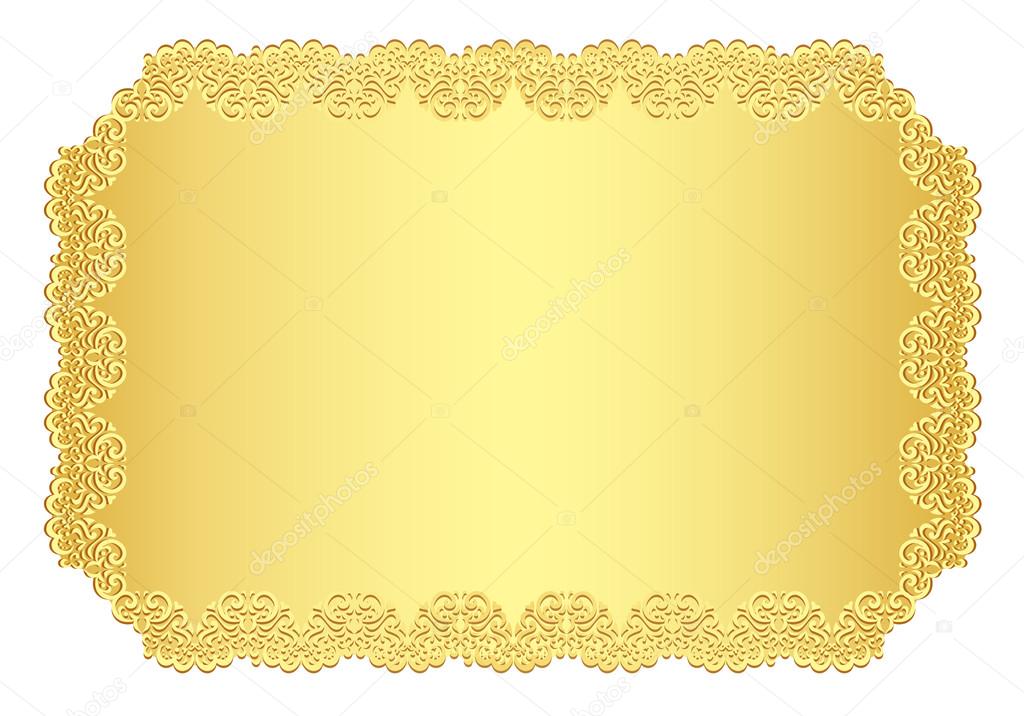 Luxury golden invitation with lace border