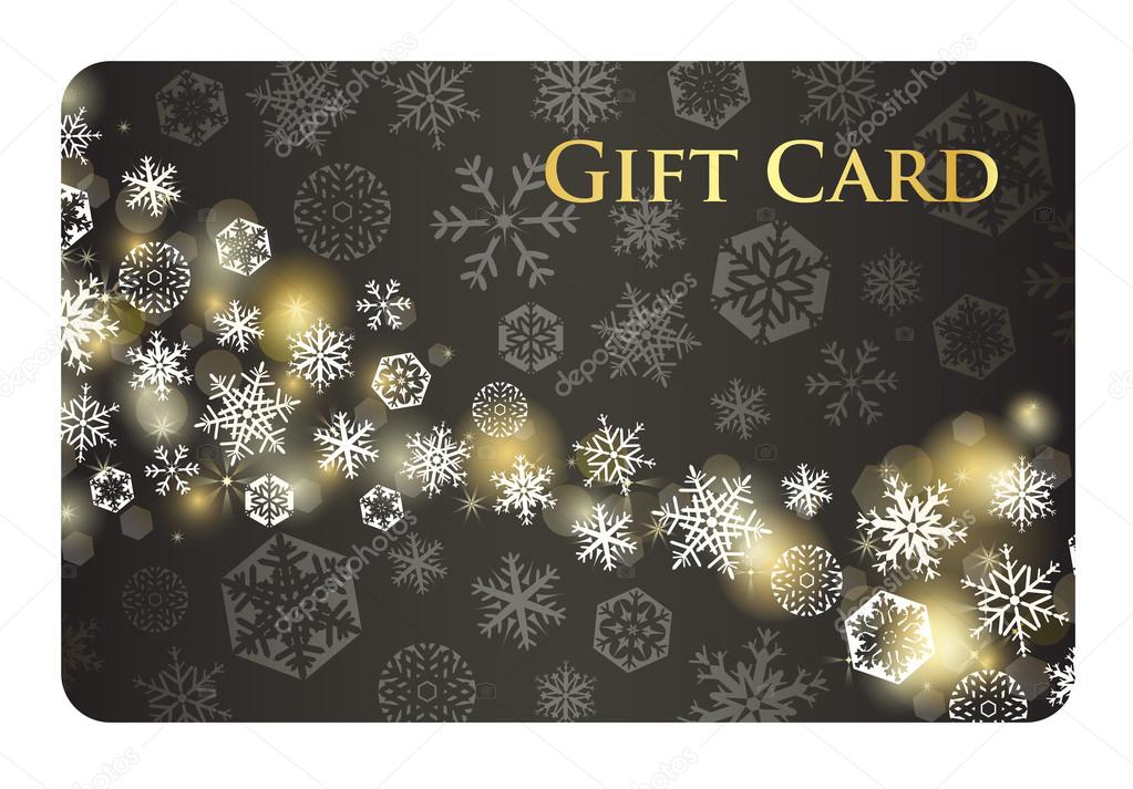 Exclusive charcoal christmas gift card with stream of white snowflakes