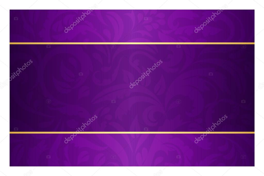 Purple card with vintage pattern and golden label