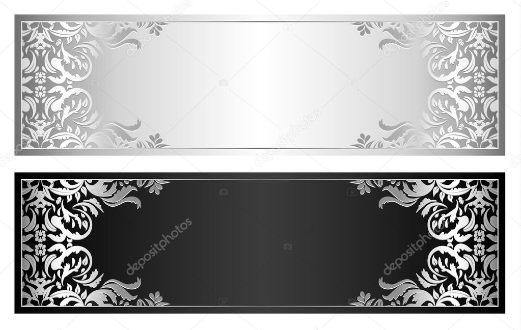 Silver and black voucher with victorian pattern