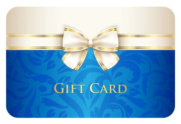 Damasko süs ve krem şerit mavi hediye kart