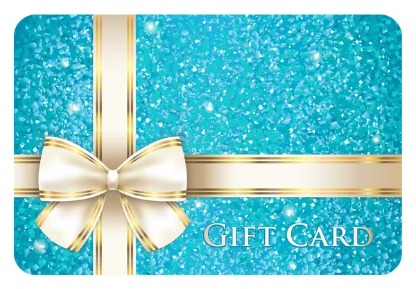 Turquoise shiny gift card composed from glitters — Stock Vector