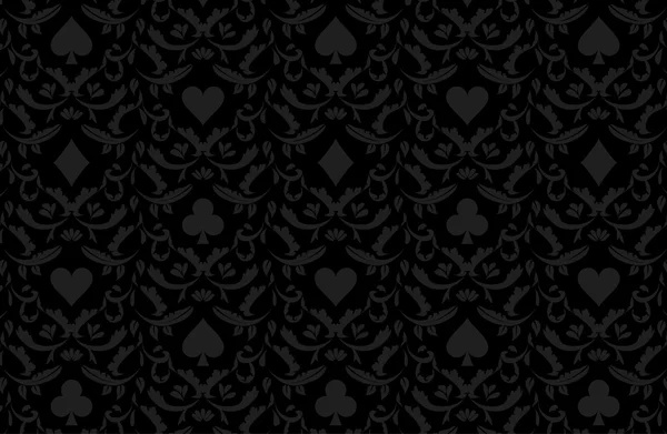 Розкішний чорний покерний фон з символами карт — стоковий вектор