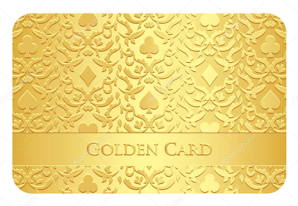 Golden card with card symbols ornament