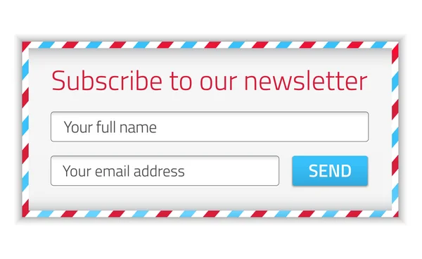 Formulário de newsletter moderno com nome e e-mail — Vetor de Stock