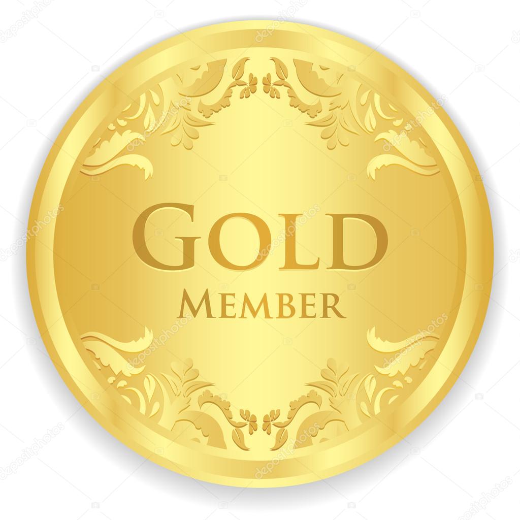 Gold member badge with golden vintage pattern