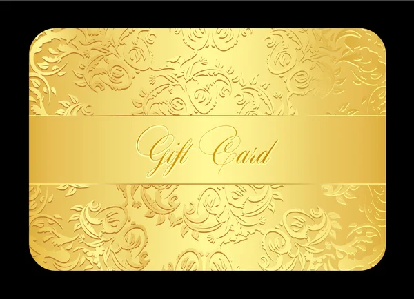 Cartão de presente dourado de luxo com renda arredondada — Vetor de Stock