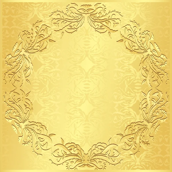 Fundo dourado de luxo com padrão floral vintage — Vetor de Stock