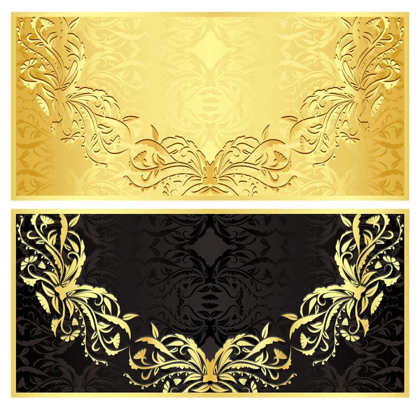 Luxury golden gift certificate in vintage style — Stock Vector