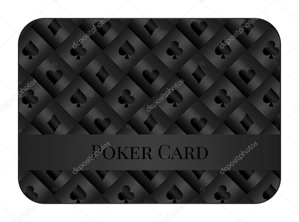 Black poker card with pattern composed from clubs, hearts, spades and diamonds