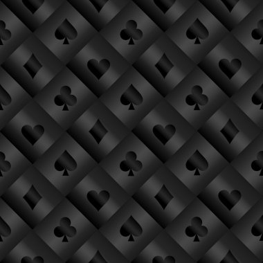 Poker kart sembolleri ile siyah seamless modeli