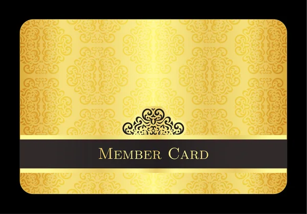 Golden member card with classic vintage pattern — Stock Vector