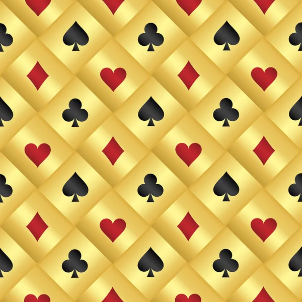 Χρυσή χωρίς ραφή πρότυπο με σύμβολα πόκερ κάρτα — Διανυσματικό Αρχείο