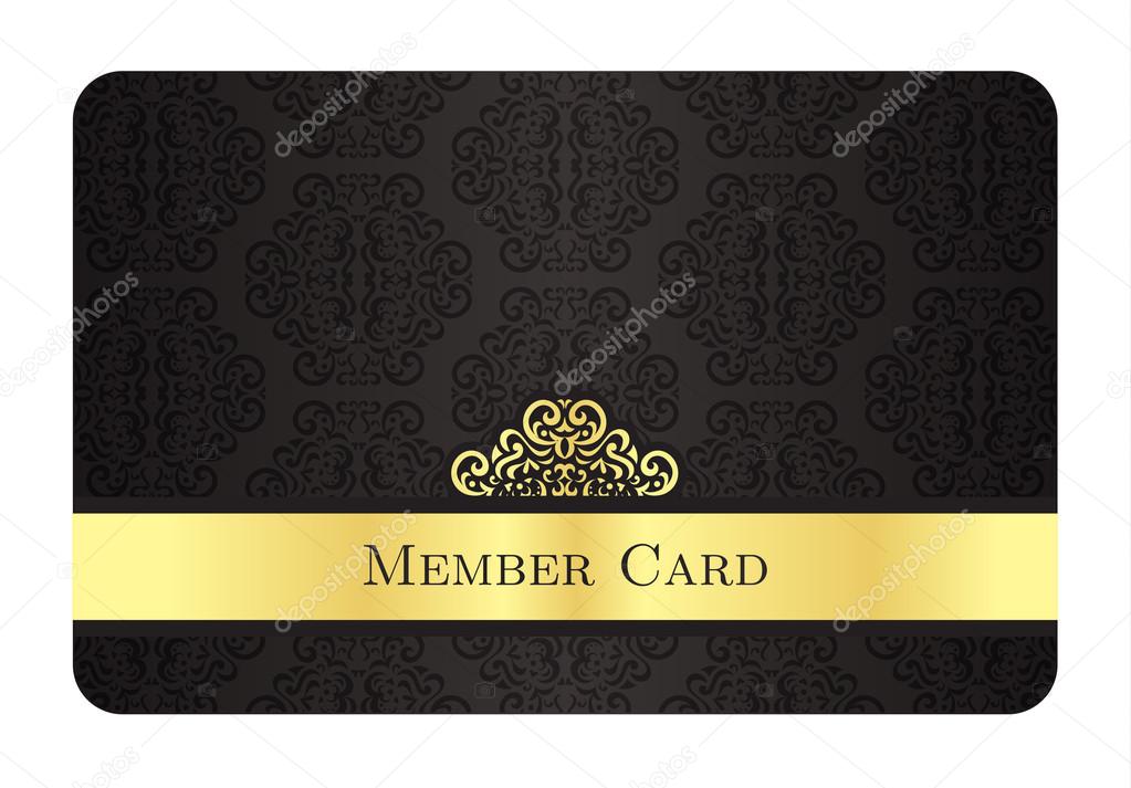 Luxury golden member card with classic vintage pattern