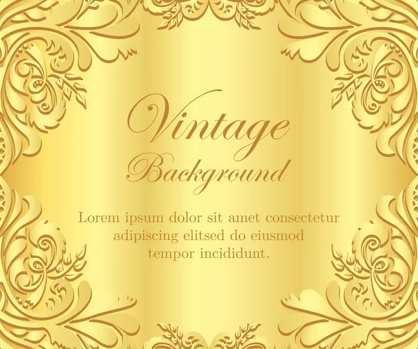 Goldener Vintage-Hintergrund mit floralem Rahmen — Stockvektor