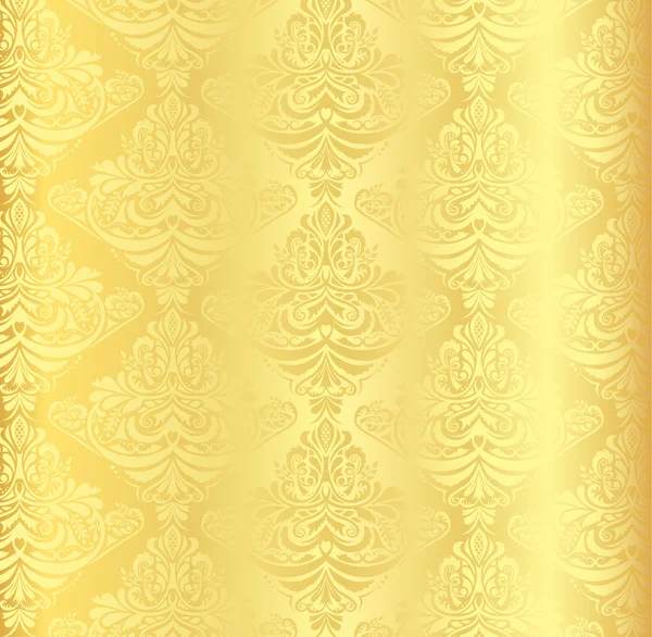 Patrón de damasco de oro con adorno floral vintage — Vector de stock