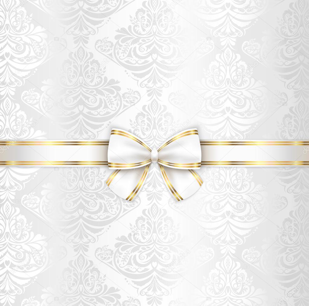 White luxury wedding cover template with white ribbon