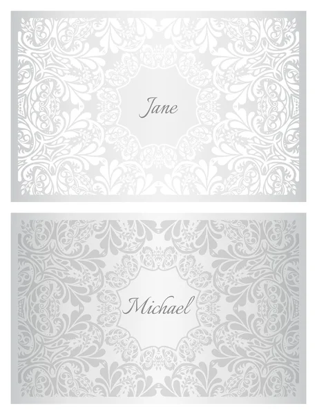 Çiçek süsleme ile şenlikli düğün adı kartı — Stok Vektör