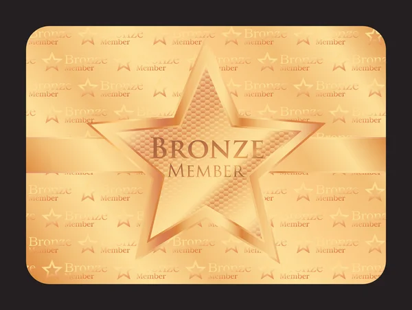 Bronze-Mitgliedskarte mit großem Stern — Stockvektor