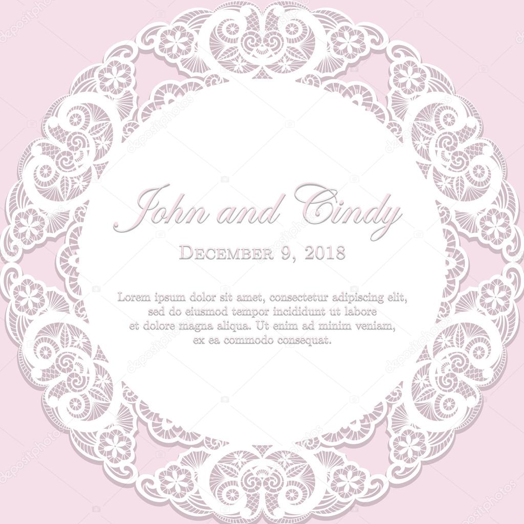 Romantic wedding announcement with white lace