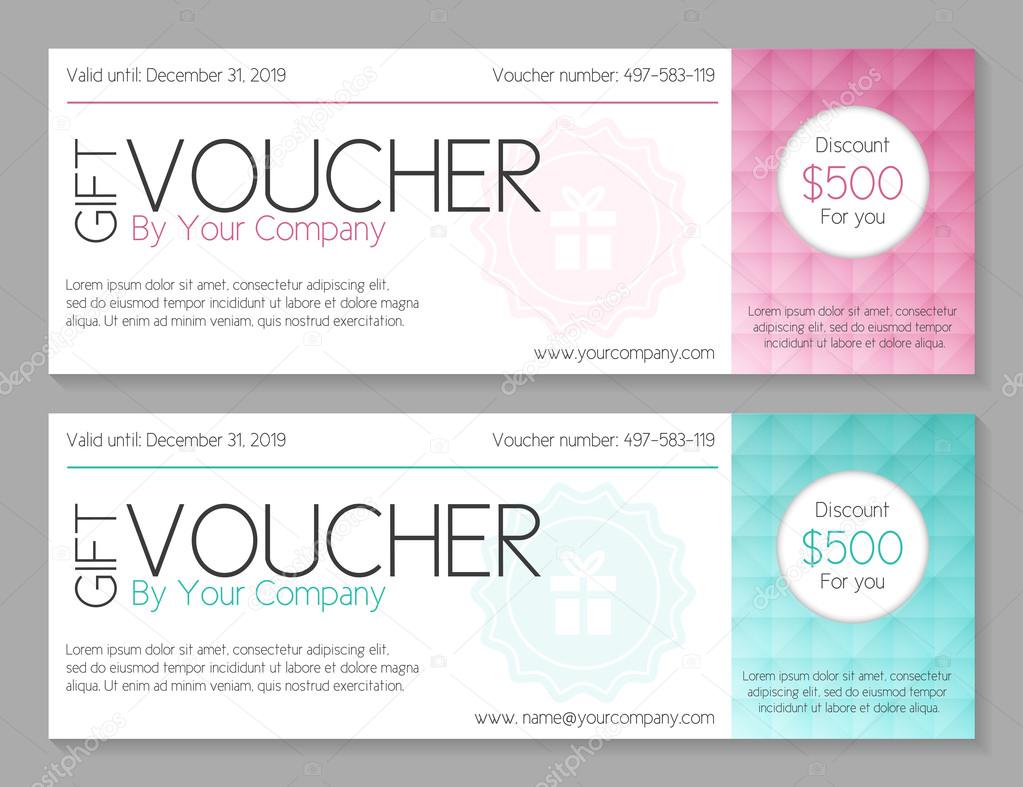 Simple modern voucher with watermark and geometric decoration