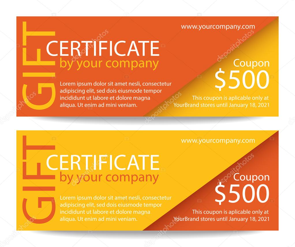 Creative gift certificate with orange and yellow background