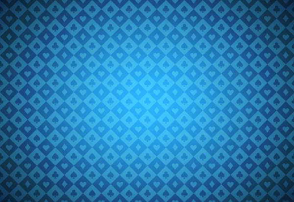 Minimaliste fond de poker bleu avec texture composée de symboles de carte — Image vectorielle