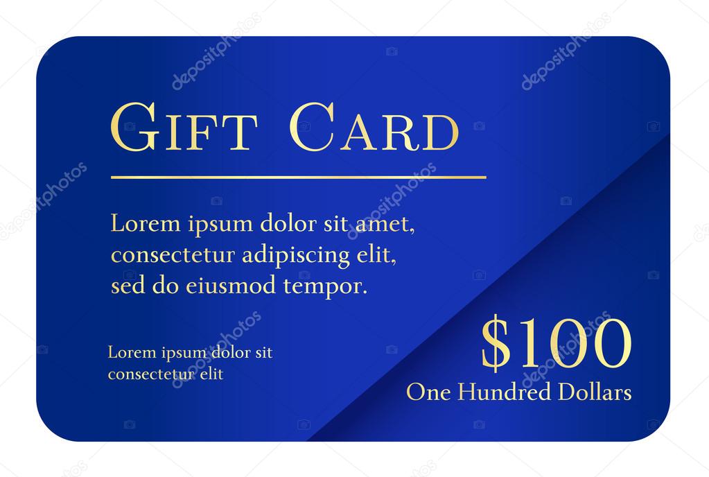 Luxury simple gift card in blue color with golden text