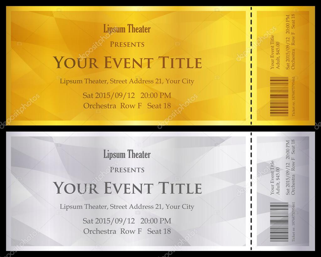 Modern gold and silver ticket with abstract background